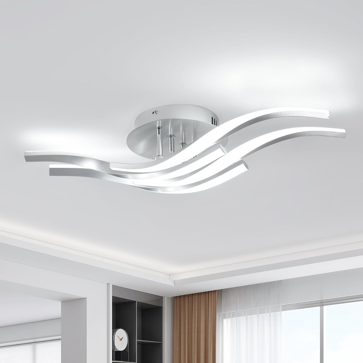 LED Ceiling Light, Kitchen Ceiling Light, Bedroom, 18 W 1620 LM Ceiling Light Living Room, 6500 K Cold White, 3 LEDs, Suitable for Bedroom, Dining Table, Hallway Lamp Ceiling, Balcony, Diameter 54 cm