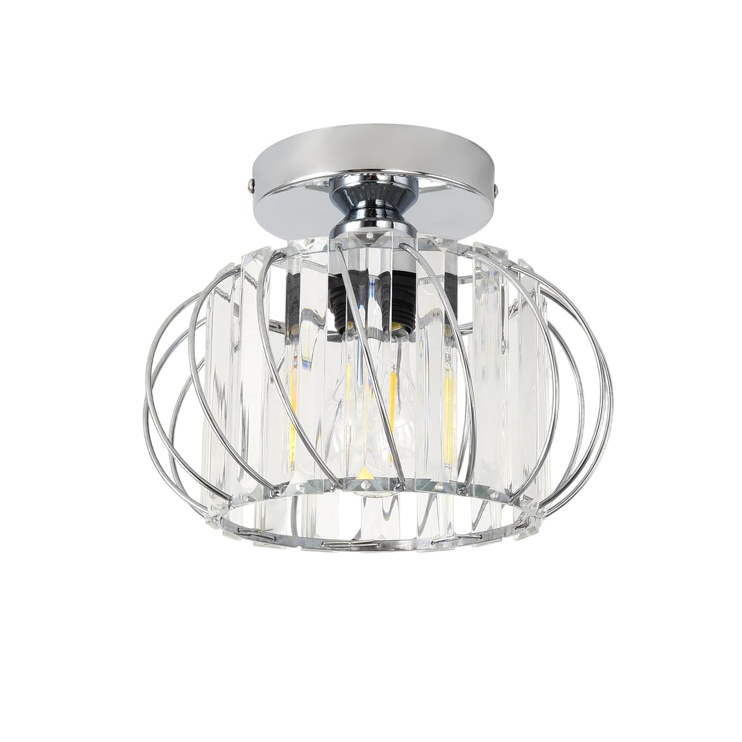 ANWIO Kristall Deckenleuchhte Kronleuchter, Wohnzimmer Lampe, Deckenleuchte E27 für Flur Balkon Küche Schlafzimmer Dekorative, Schwarz, Φ28CM