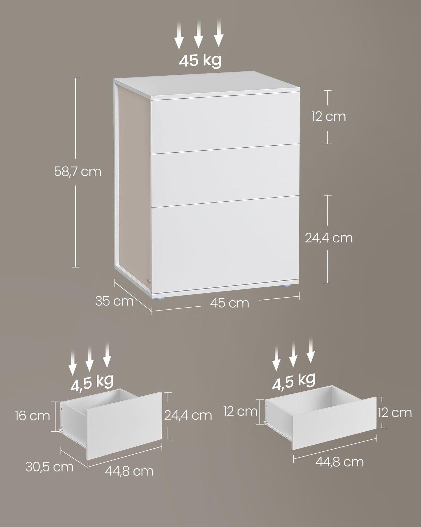 VASAGLE Bedside Table Set of 2, Toolless Technology, Super Fast Tool-Free Assembly, Side Table 3 Drawers, Bedside Cabinet, Bedroom, Living Room, Ink Black/Cappuccino Beige LET779B01