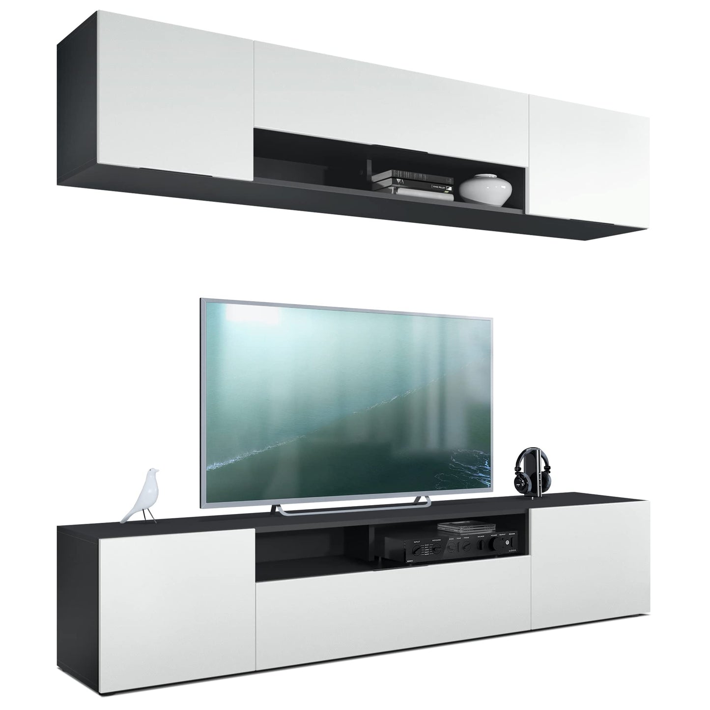 Vladon Mogan Wall Unit Black