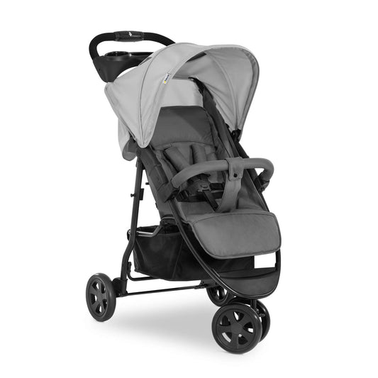 hauck Citi Neo II, Caviar/Stone - 3 Wheeled Pushchair with Raincover, Cup Holder & Tray, Lightweight (only 7.5 kg), Compact & One Hand Folding, XL Basket, from Birth up to 22 kg