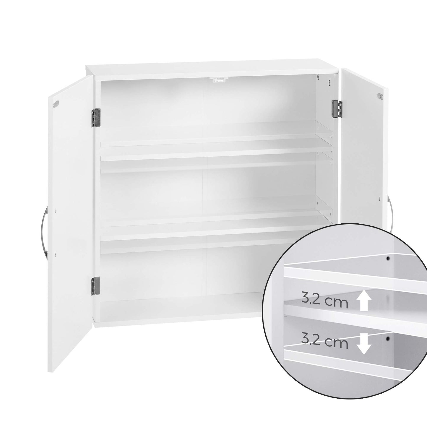 VASAGLE BBC320P36 Wall Mounted Bathroom Cabinet 18 x 60 x 60 cm Wall Cabinet with Adjustable Shelves Dove Grey