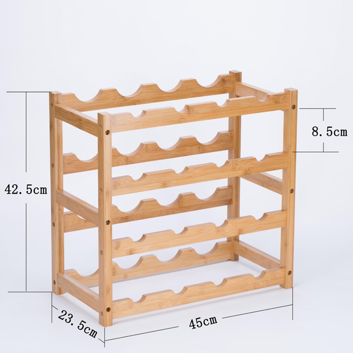 Wine Rack, Small Bottle Rack Storage Holder, Natural Bamboo Bottle Holder, Wine Bottle Shelf for Kitchen, Countertop, Cellar, Bar, Cabinet (2 Tiers, 8 Bottles)