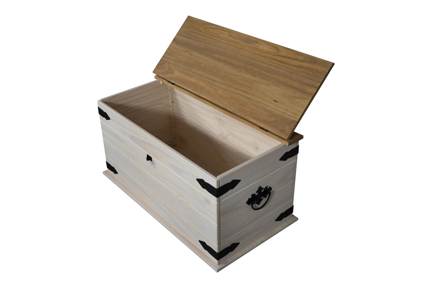 SAM Cancun Coffee Table Solid Pine Wood Side Table with Drawer White Varnished Honey Top Plate Black Metal Handle Mexico Furniture