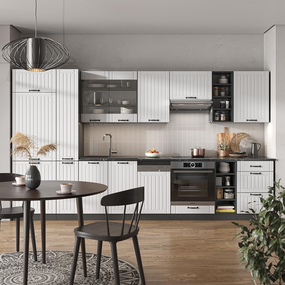 Vicco Kitchen Unit Fame-Line Goldkraft Oak / Anthracite 355 cm without Worktop