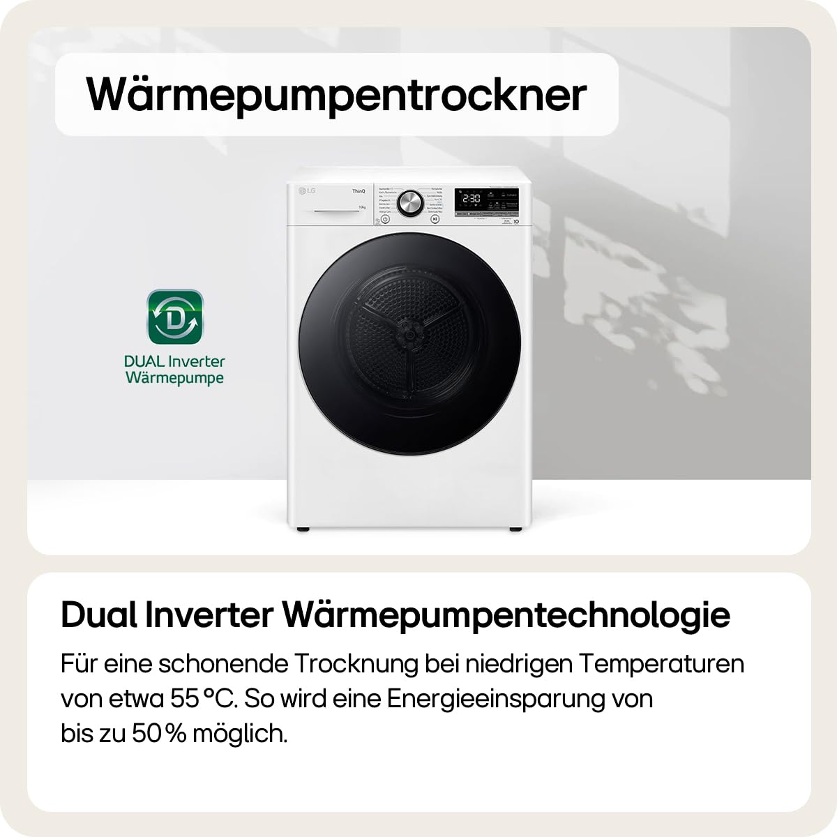 LG RT80V9B, Class A+++, Tumble Dryer 8 kg, Heat Pump Dryer with Short Programme, Dry Sensor, Stainless Steel Drum Material, 60 x 69 x 85 cm, Black