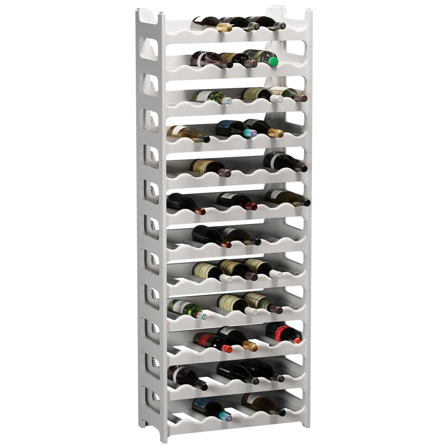 Artecsis Stackable Plastic Wine Rack for 48 Bottles, Sturdy Catering Quality Bottle Rack, Modular Expandable, Black