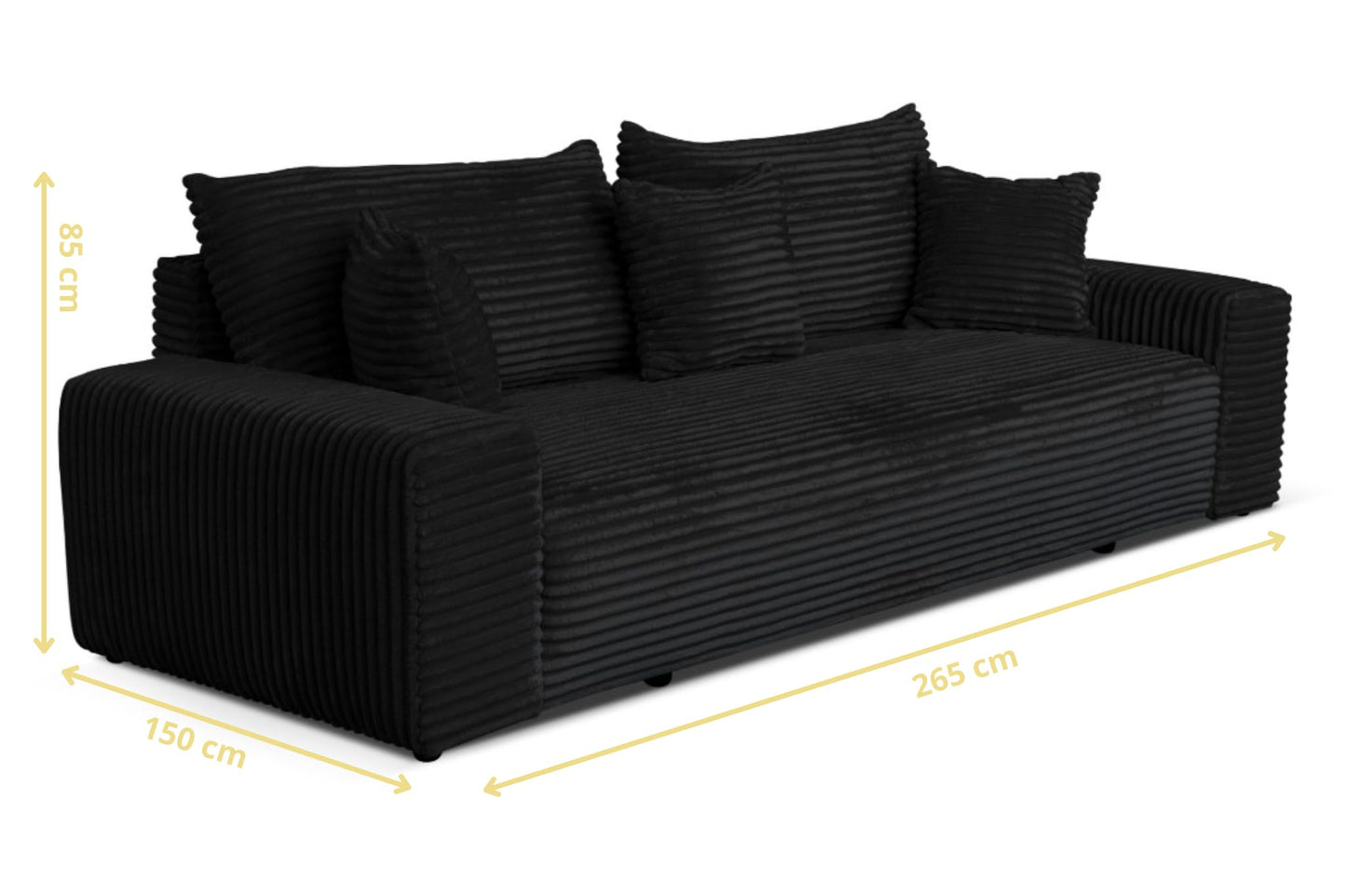 Cordo Sofa Bed 265 x 150 cm with Bed Box - Cord Sofa TILIA Wide Corduroy, SoftTouch Comfort, Nosage Spring, Removable Cushions, Easy Clean & Pet Friendly (Bronze)