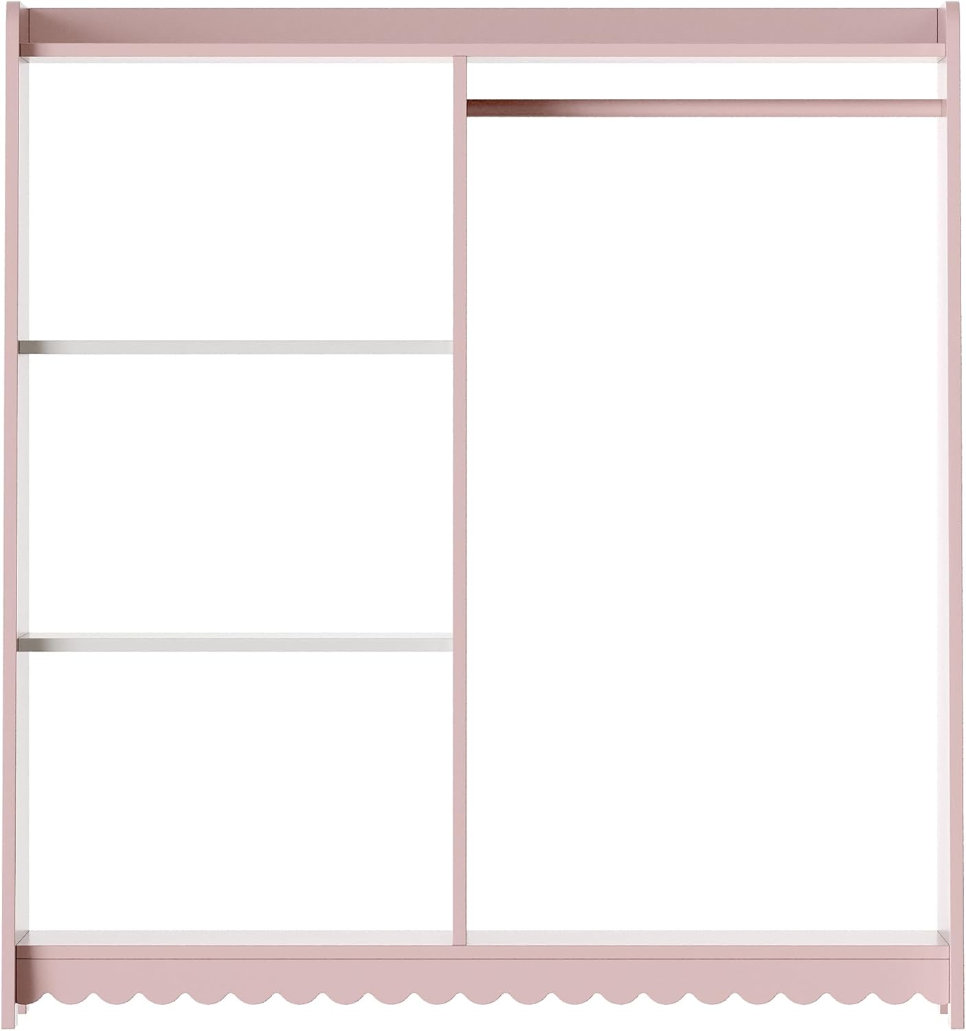 [en.casa] Children's Wardrobe Standing Vestnes Children's Wardrobe with Clothes Rail 90 x 80 x 38 cm Clothes Rack with Shelf Wave Design Cotton Candy/White