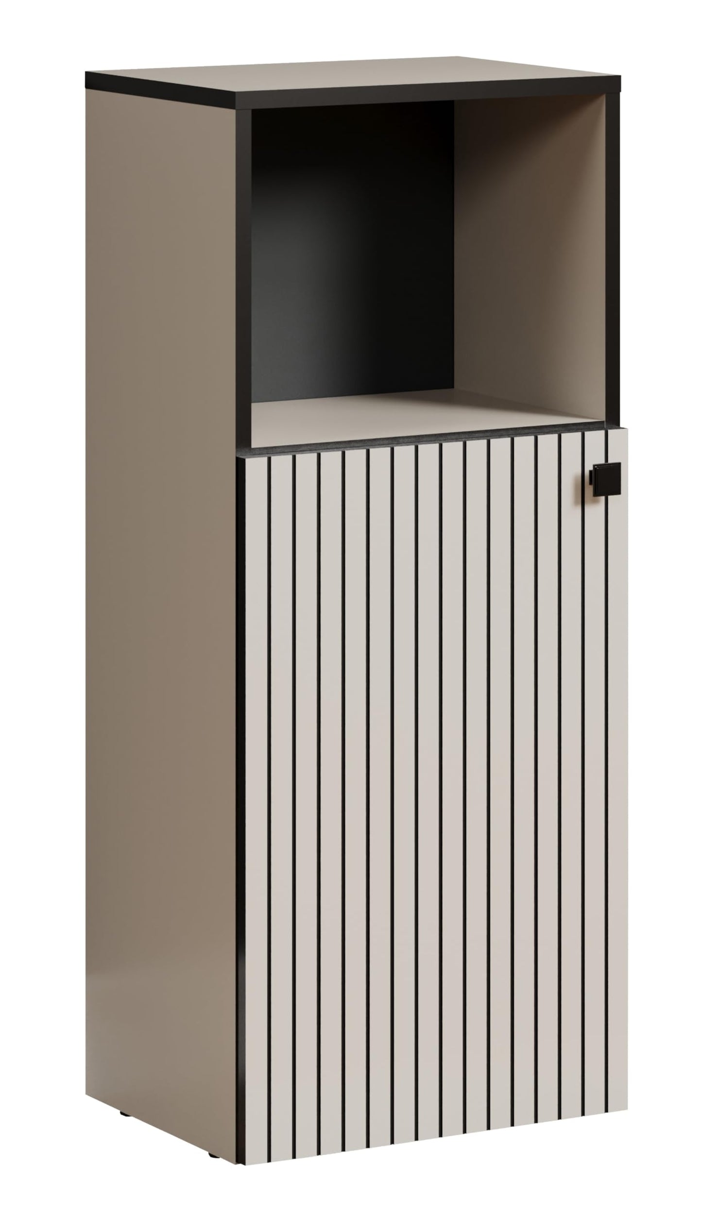 trendteam smart living - PureBliss - Hochschrank - Eiche - Badezimmerschrank in moderner Rillenoptik - edle Metallgriffe - (BxHxT) 40 x 186 x 31 cm - 2 praktische Einlegeböden - kratzfest