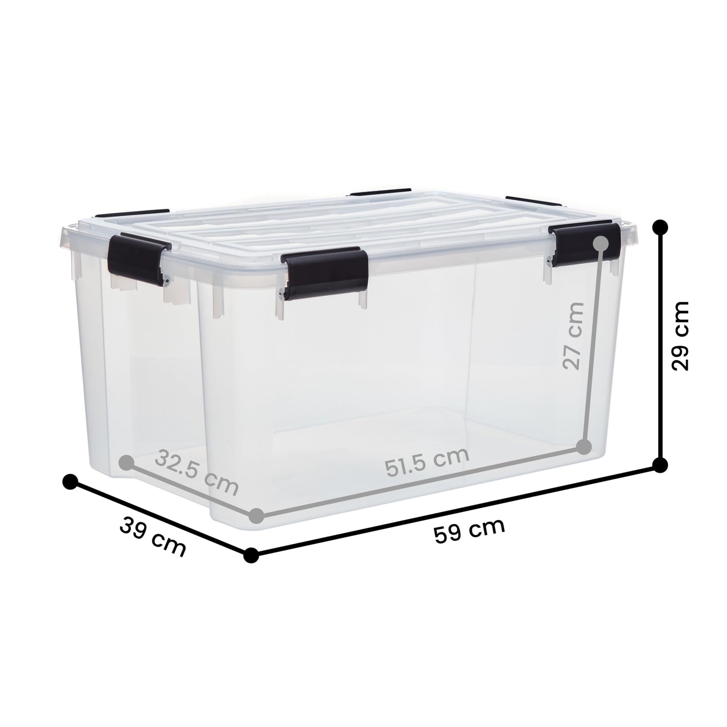Iris Ohyama Airtight Plastic Storage Boxes with Lids, 20L, Set of 3, Black, Hermetic Waterproof Closure, Heavy Duty Snap Latches, Stackable, Dustproof, BPA-Free, DDAT-SD
