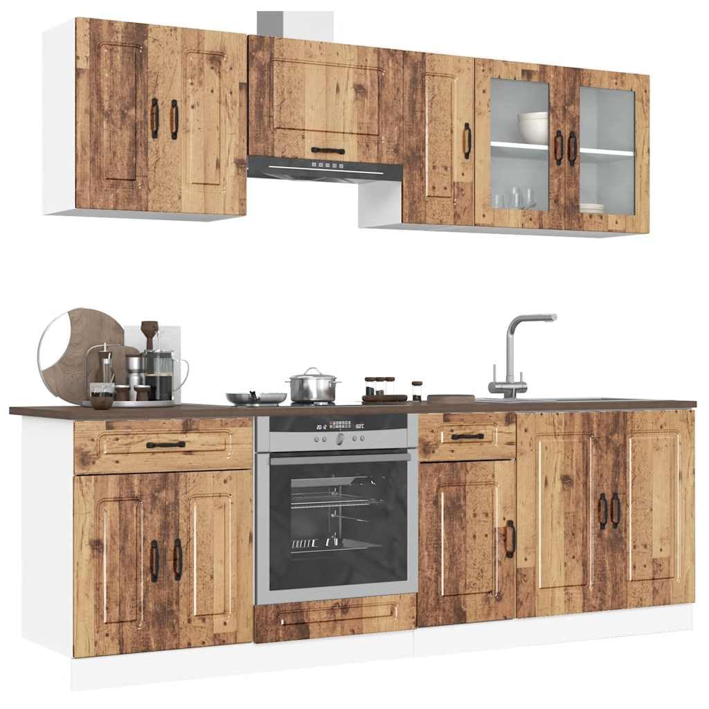 8-Piece Kitchen Cabinet Set, Wood Material, Kitchen Unit, Fitted Kitchen, Cabinet Set, Base Cabinet, Kitchen Cabinet, Wall Cabinet, Black