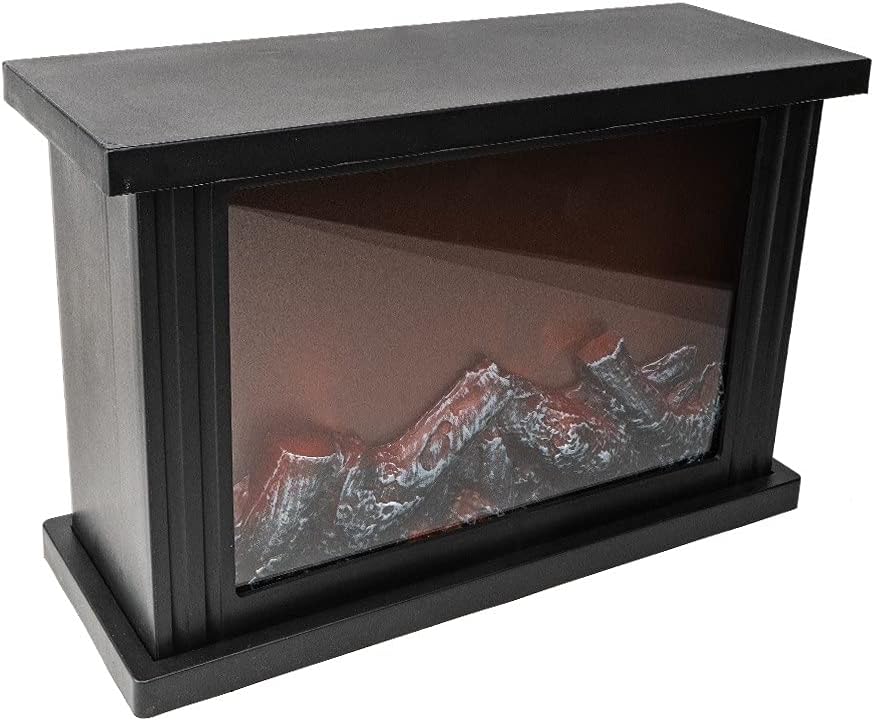 Ideen mit Herz LED Fireplace, Decorative Fireplace, Electric, Battery Operated, Without Heating, Realistic Fire/Flame Effect, 30 x 11.5 x 20 cm, with Timer Function (6 Hours On / 18 Hours Off)