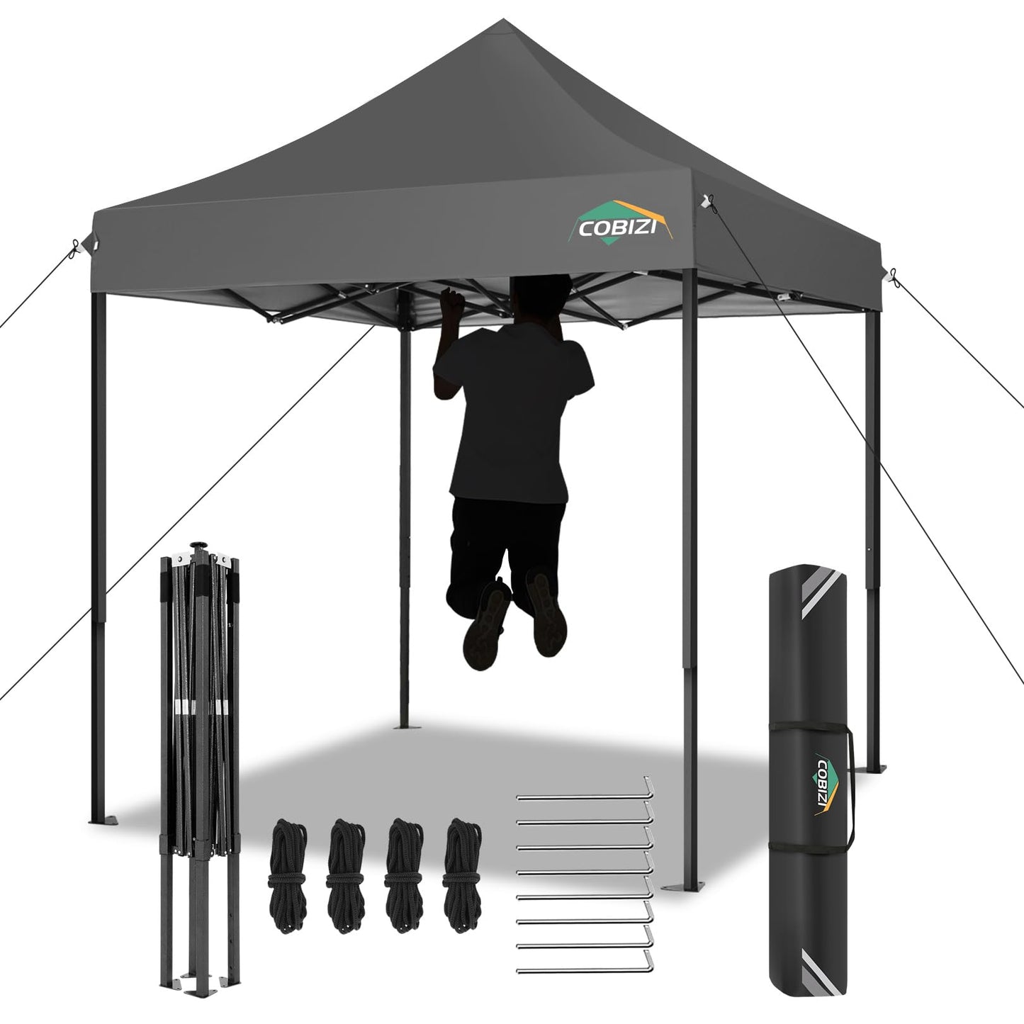 COBIZI Pavillon Faltpavillon 3x3 wasserdicht stabil Winterfest,Outdoor faltbar partyzelt，gartenpavillon mit 4 Seitenteilen und 4 Sandsack und Laufradtasche, Schwarz
