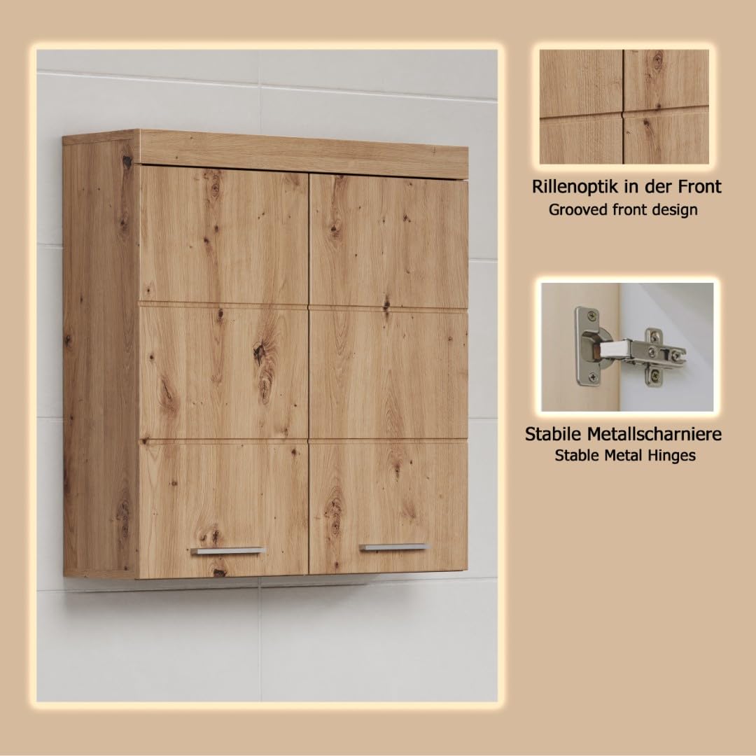 Trendteam Amanda Smart Living Bathroom Wall Cupboard 37 x 77 x 23 cm with Lots of Storage Space