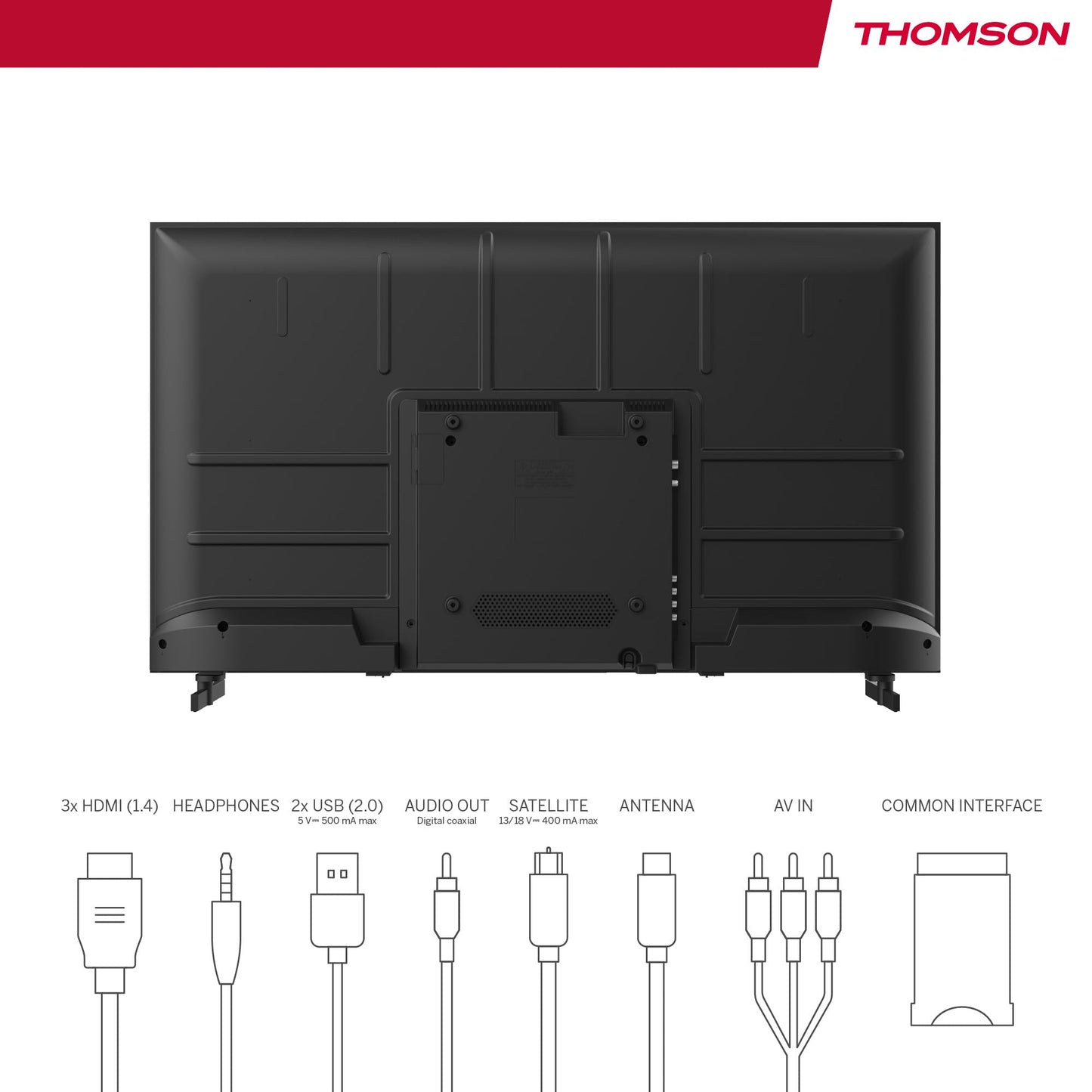 Thomson 24 Inch (60 cm) LED HD Easy TV - No Smart - Hotel Mode, USB, HDMI, Triple Tuner (Cable, Satellite, Antenna), AV IN, CI+, A+ Panel - 24HD2S13