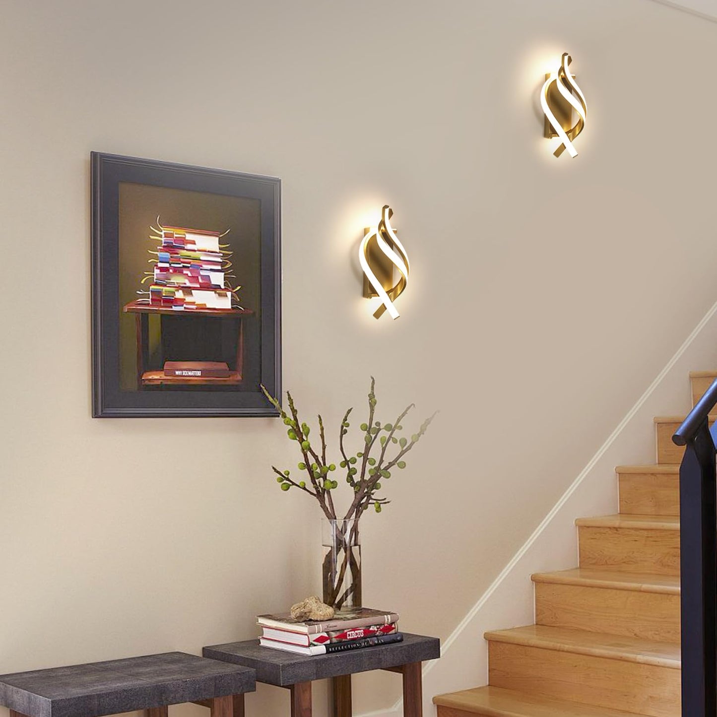Comely Aluminium LED Wall Light Indoor Gold 22 W 2500 LM Modern Wall Light LED Wall Lighting Neutral Light 4500 K for Living Room Bedroom Hallway