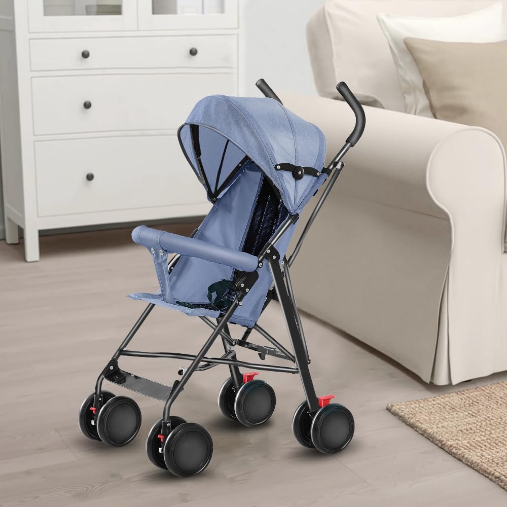 Kindersportwagen,Zusammenklappbarer Kinderwagen,leicht modern klein Buggy mit Liegeposition,Liegefunktion,Ultraleicht (nur 4.5 kg),ideal für Reisen,bis 60 kg (Blau, 45 x 67 x 100cm)