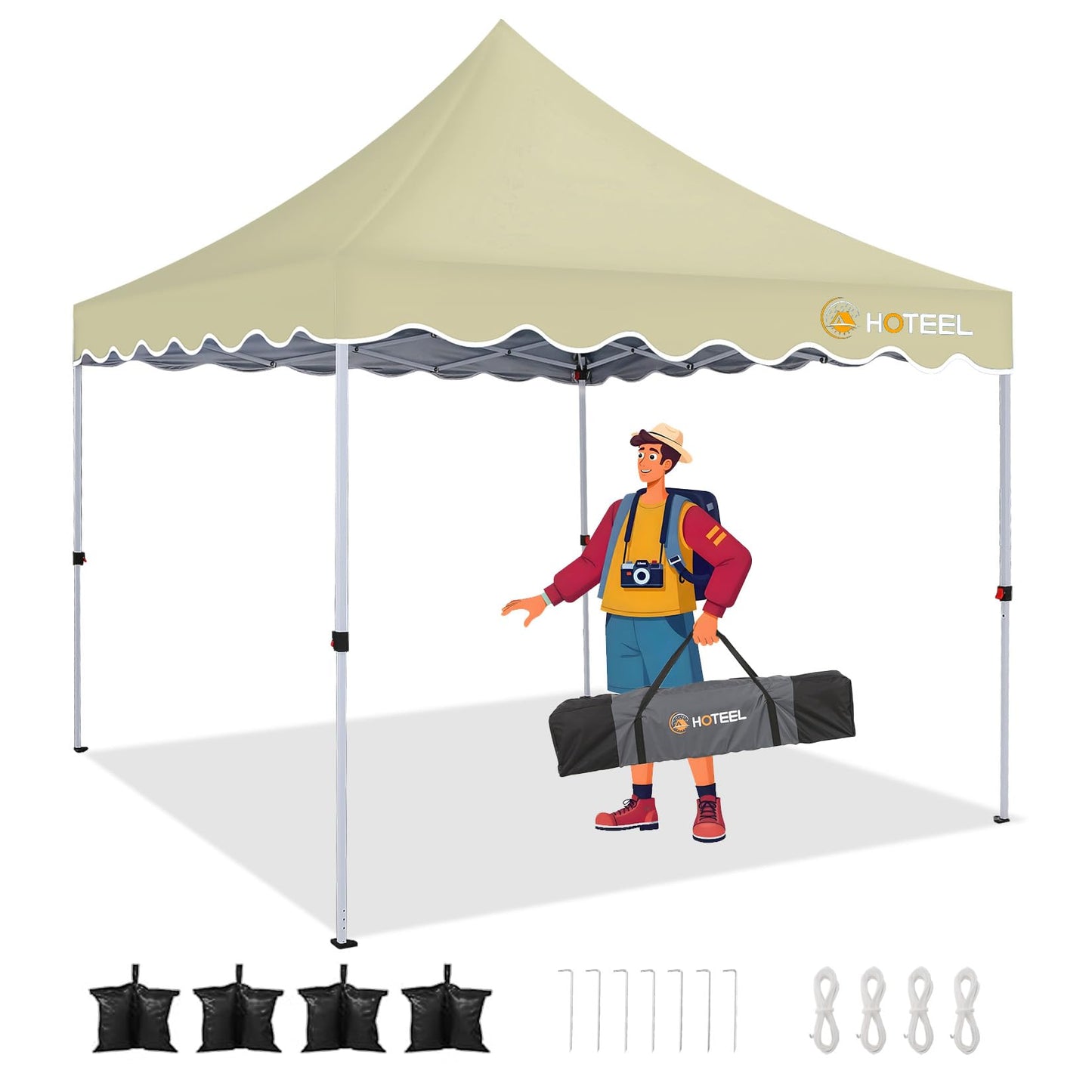 HOTEEL Gazebo 3 x 6 Waterproof Stable with 6 Removable Side Walls, Wave Hem Roof Party Tent 3 x 6 with Wheel Bag and 4 Sand Bags, Folding Gazebo 3 x 6 Parasol for Wedding Market (Grey)