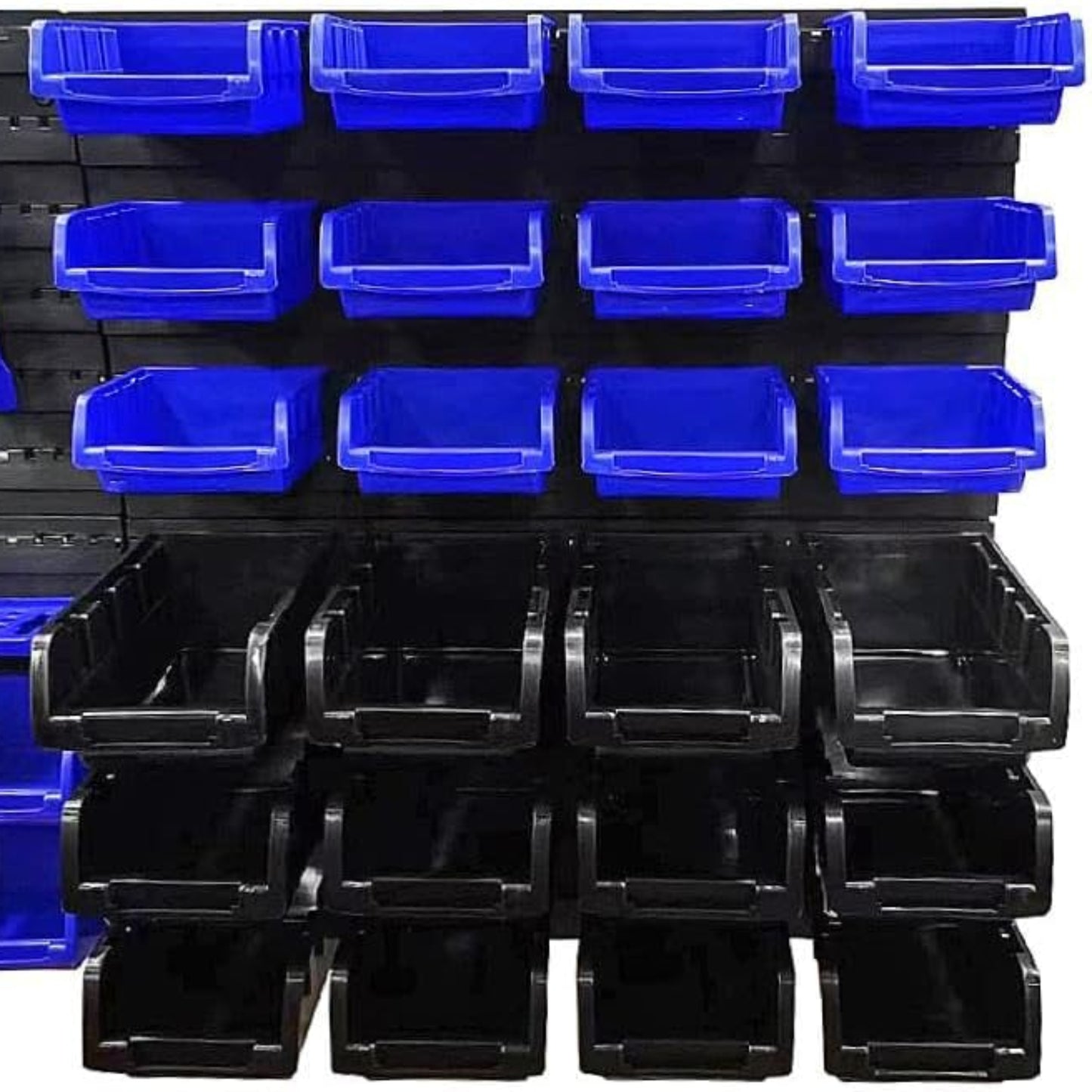 ESTEXO Stacking Boxes, Wall Shelf, 66 Pieces, Tool Storage, Workshop Shelf, Perforated Wall