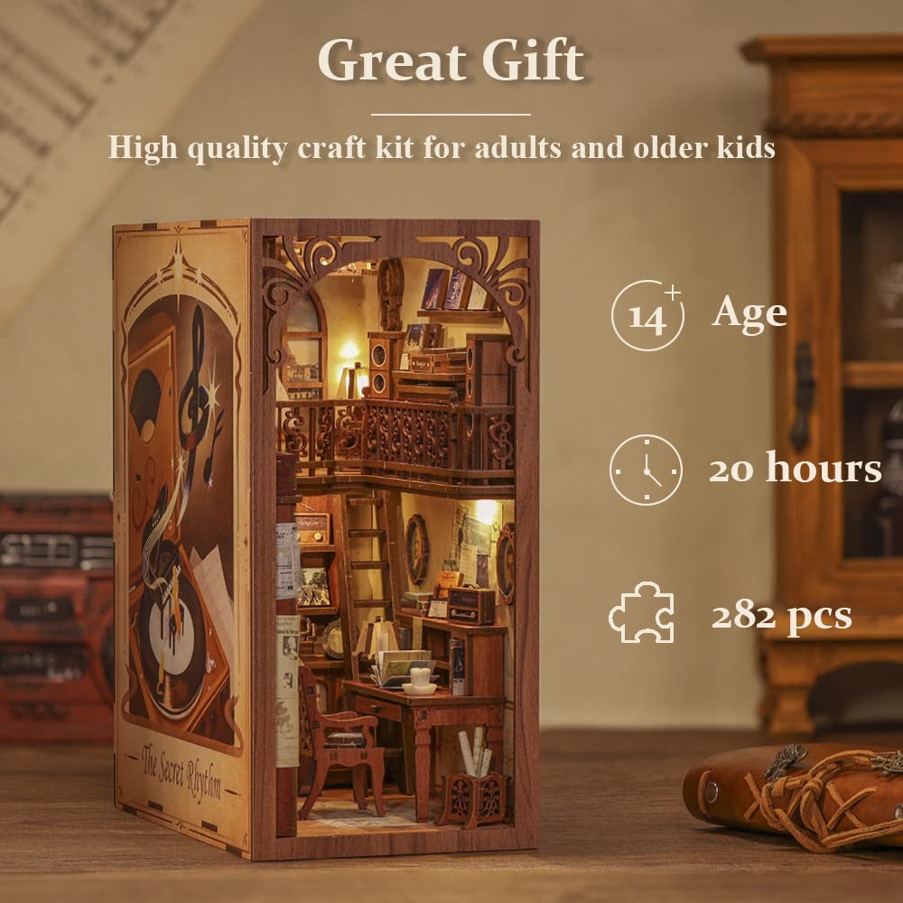 CUTEBEE Book Nook Kit – DIY Puppenhaus Häuser, Miniatur Haus Selber Bauen für Erwachsene, 3D-Holzpuzzle & Buchstütze | Kreatives Set für Bücherregal Dekor | Geschenk,199 PCS (Champs-Élysées Florist)