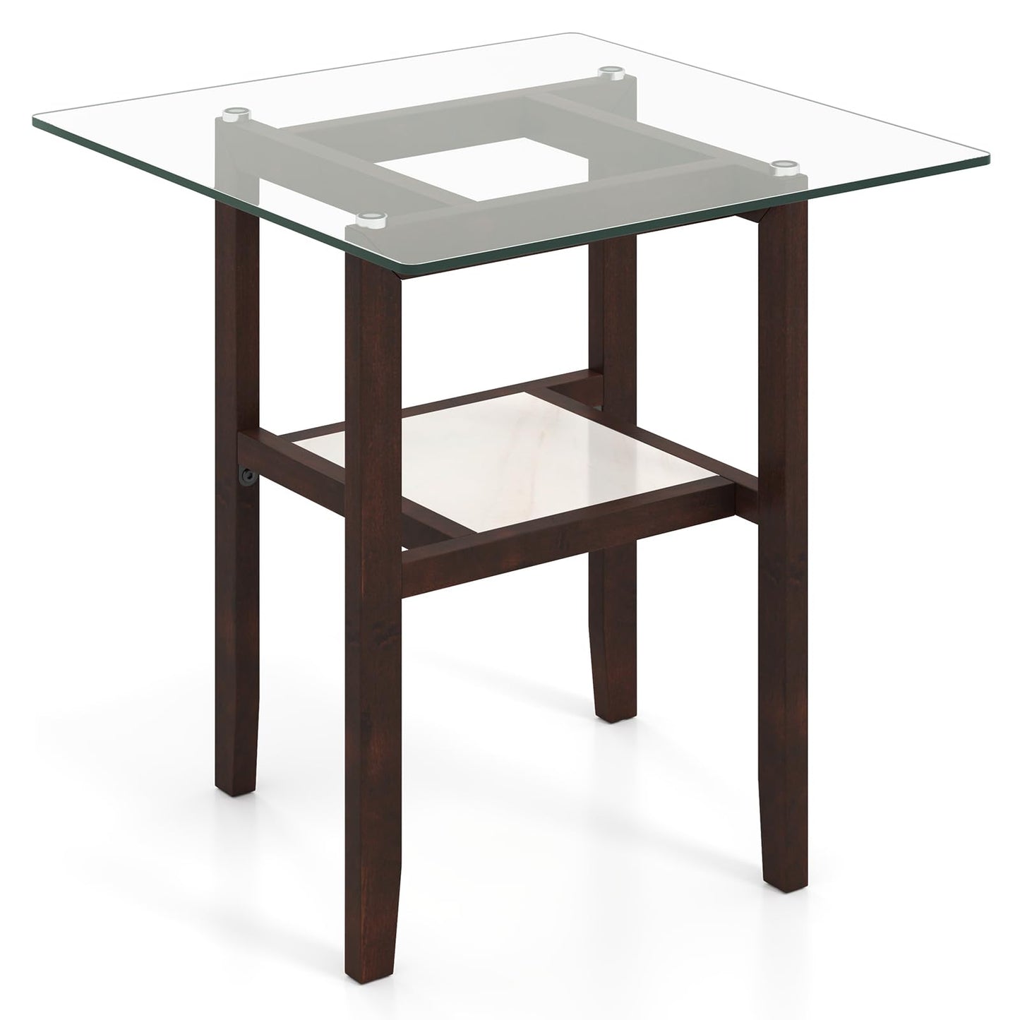 LIFEZEAL Glass Coffee Table, Stylish Living Room Table, Solid Wood with 2 Levels, Modern Sofa Table for Living Room, Bedroom, 107 x 60 x 42 cm