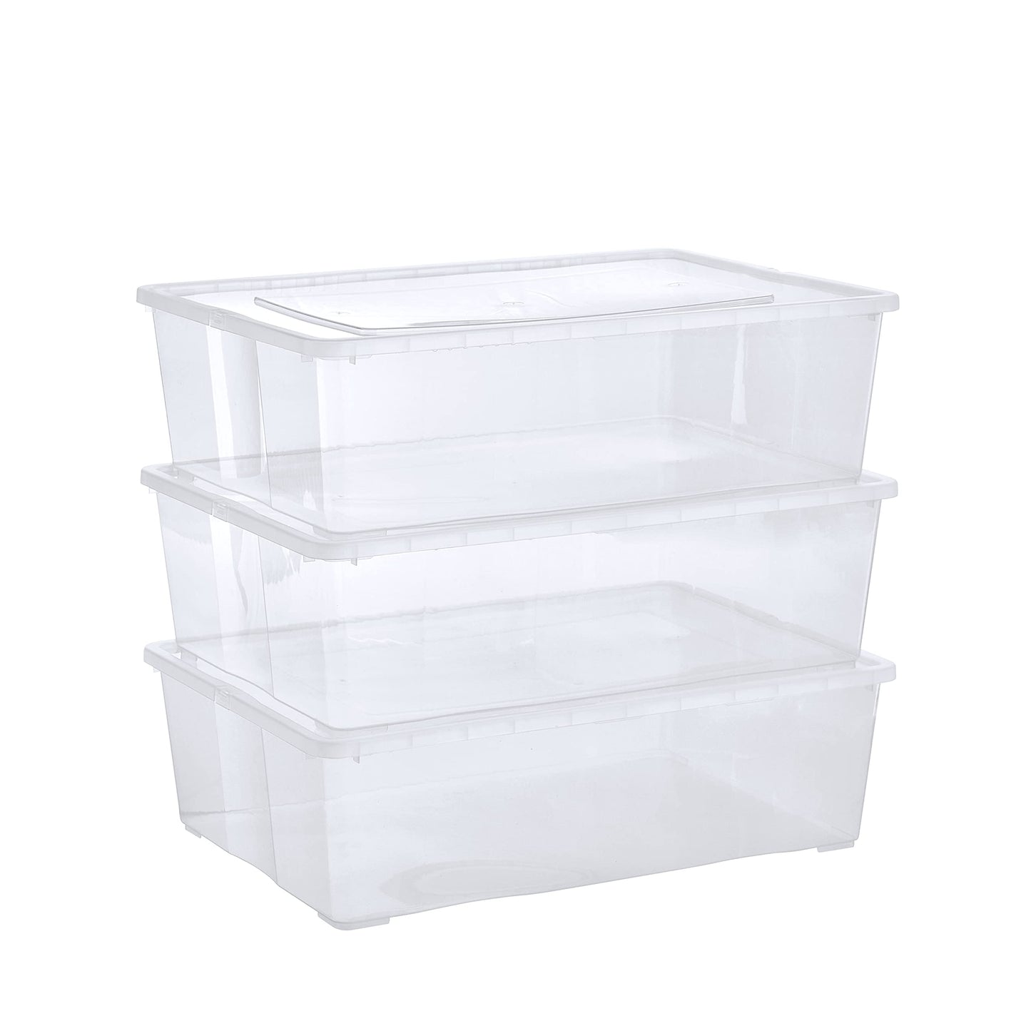Grizzly Storage Boxes with Lid Transparent – Transparent Boxes, Stackable, with Ventilation, 5er Set, 10 l