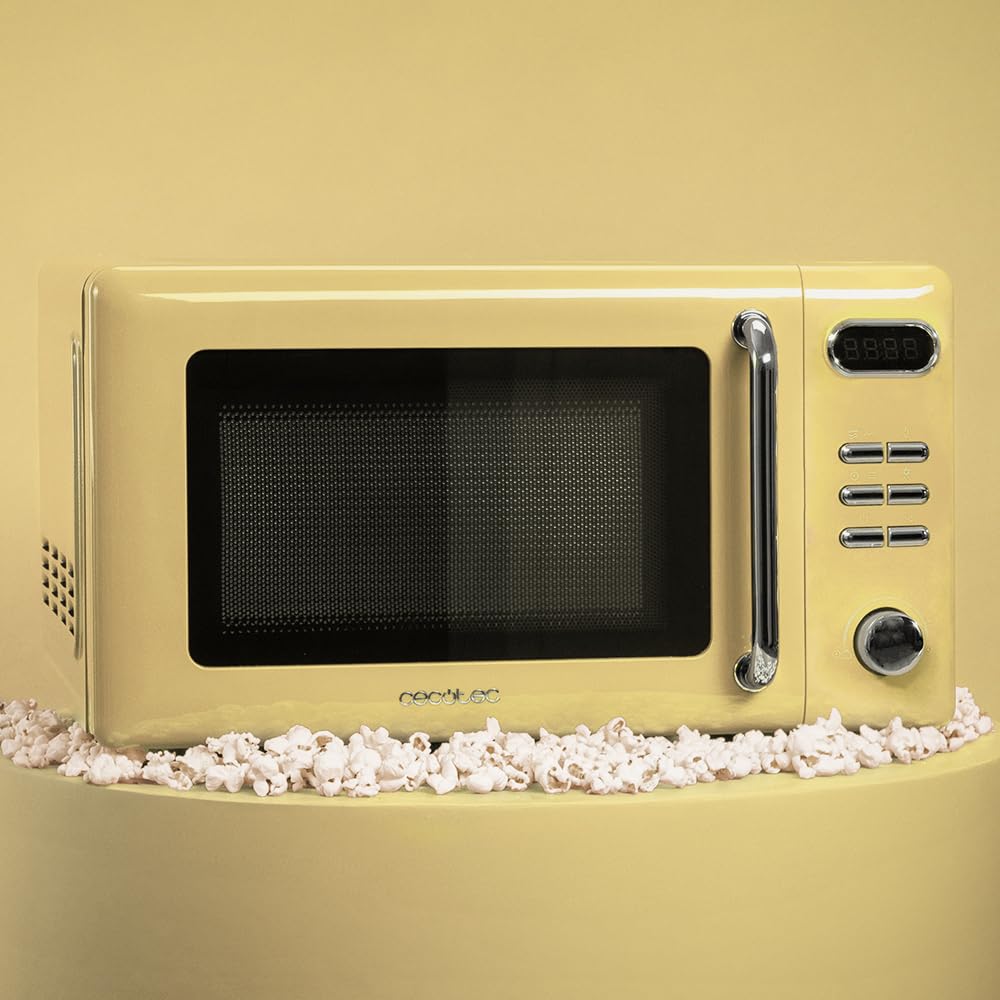 Cecotec Proclean 5110 20L Retro Beige 700W 5 Level Digital Microwave with Grill - 60 Minutes Timer - 8 Programmes and Defrost Mode - Vintage Beige