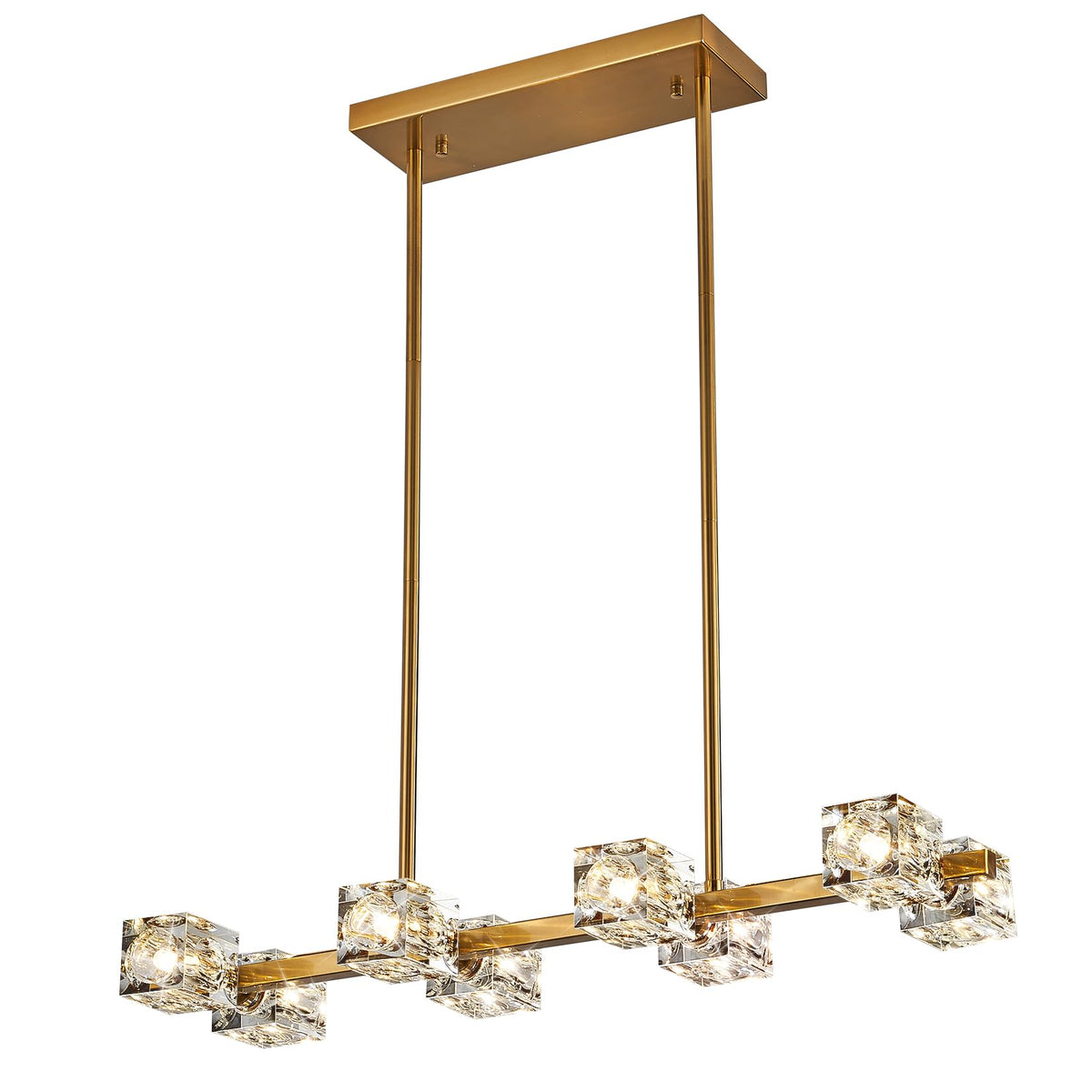 Modern Kistall Semi-Flush Ceiling Light Living Room, 8 Lights, Gold Crystal Chandelier, Semi-Flush Crystal Chandelier, Luxury Ceiling Light for Bedroom, Dining Room