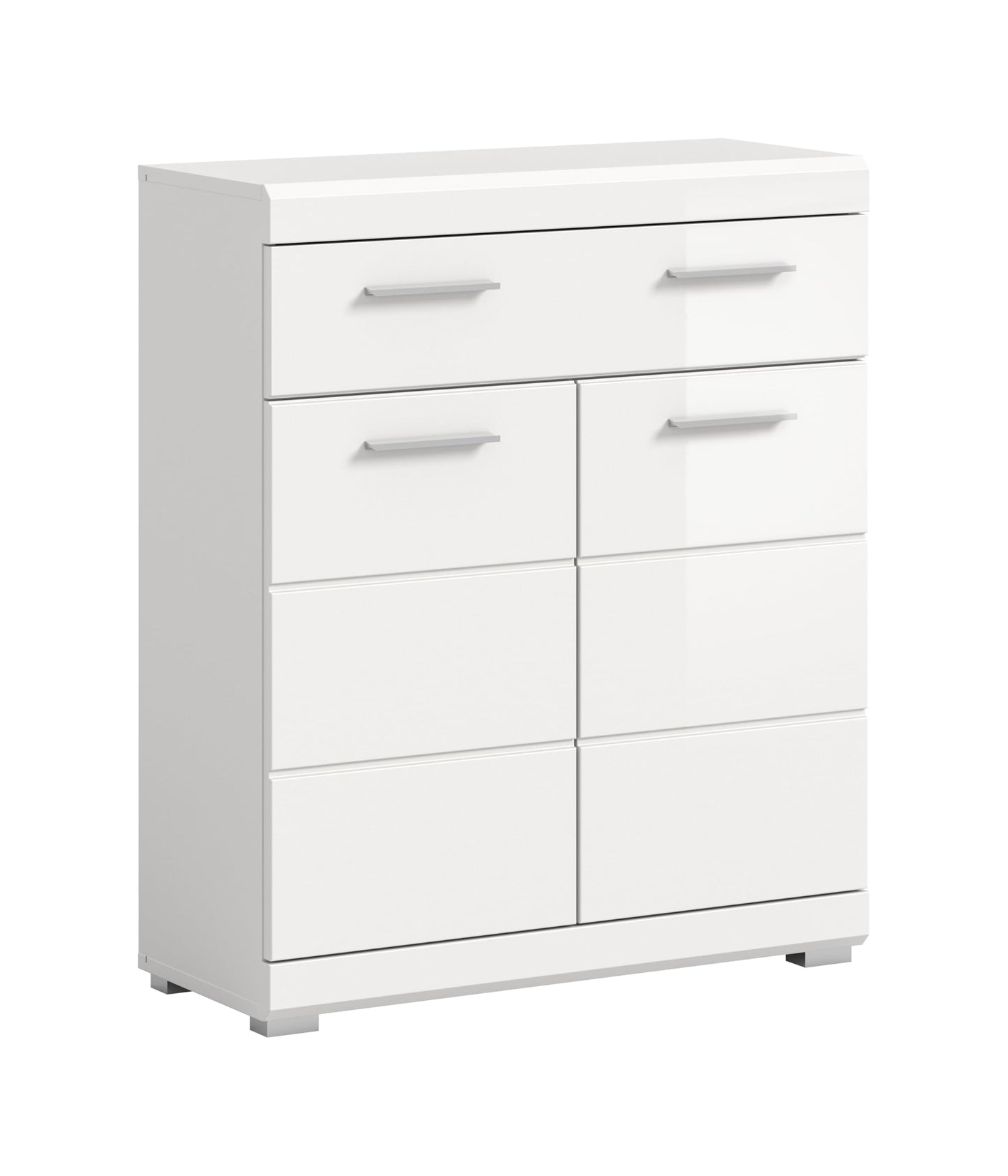Badezimmer Scout X06B2723 Wall-Mounted Cupboard Wide Cabinet in Front White High Gloss Body Smoke Silver Nb. Approx. 74 x 79 x 24 cm