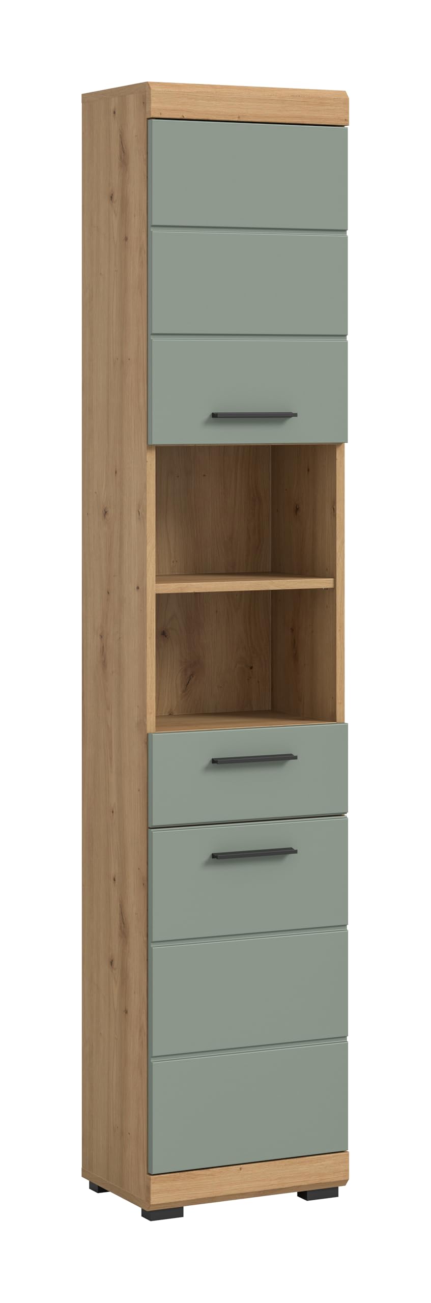 Badezimmer Scout X06B2723 Wall-Mounted Cupboard Wide Cabinet in Front White High Gloss Body Smoke Silver Nb. Approx. 74 x 79 x 24 cm