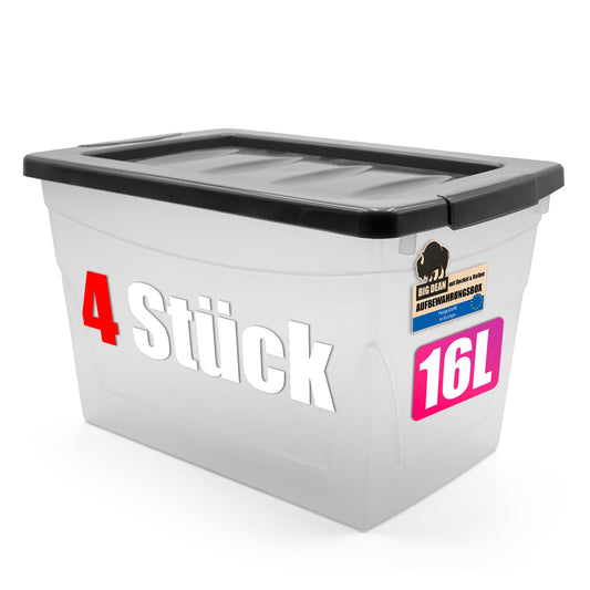 BigDean 3 x 60 L Storage Box with Lid Large Budget Line Plastic Box with Lid