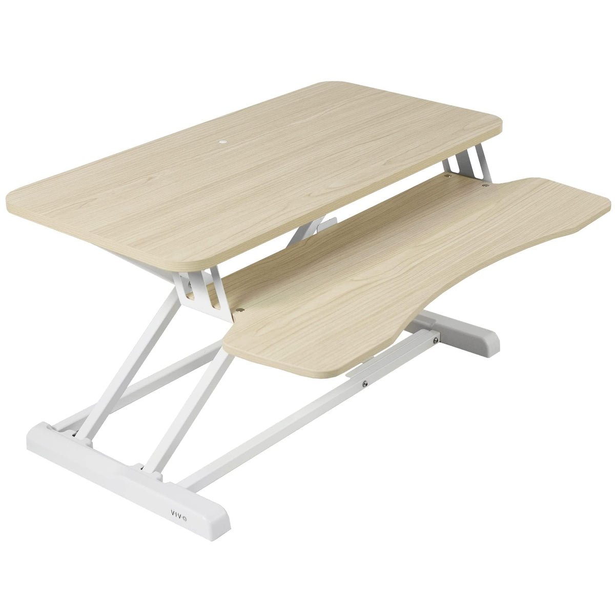 VIVO 81 cm Schreibtischaufsatz, K-Serie, höhenverstellbarer Steh-Sitz-Aufsatz, Dual-Monitor- und Laptop-Arbeitsplatz mit breiter Tastaturablage, Schwarz, DESK-V000K