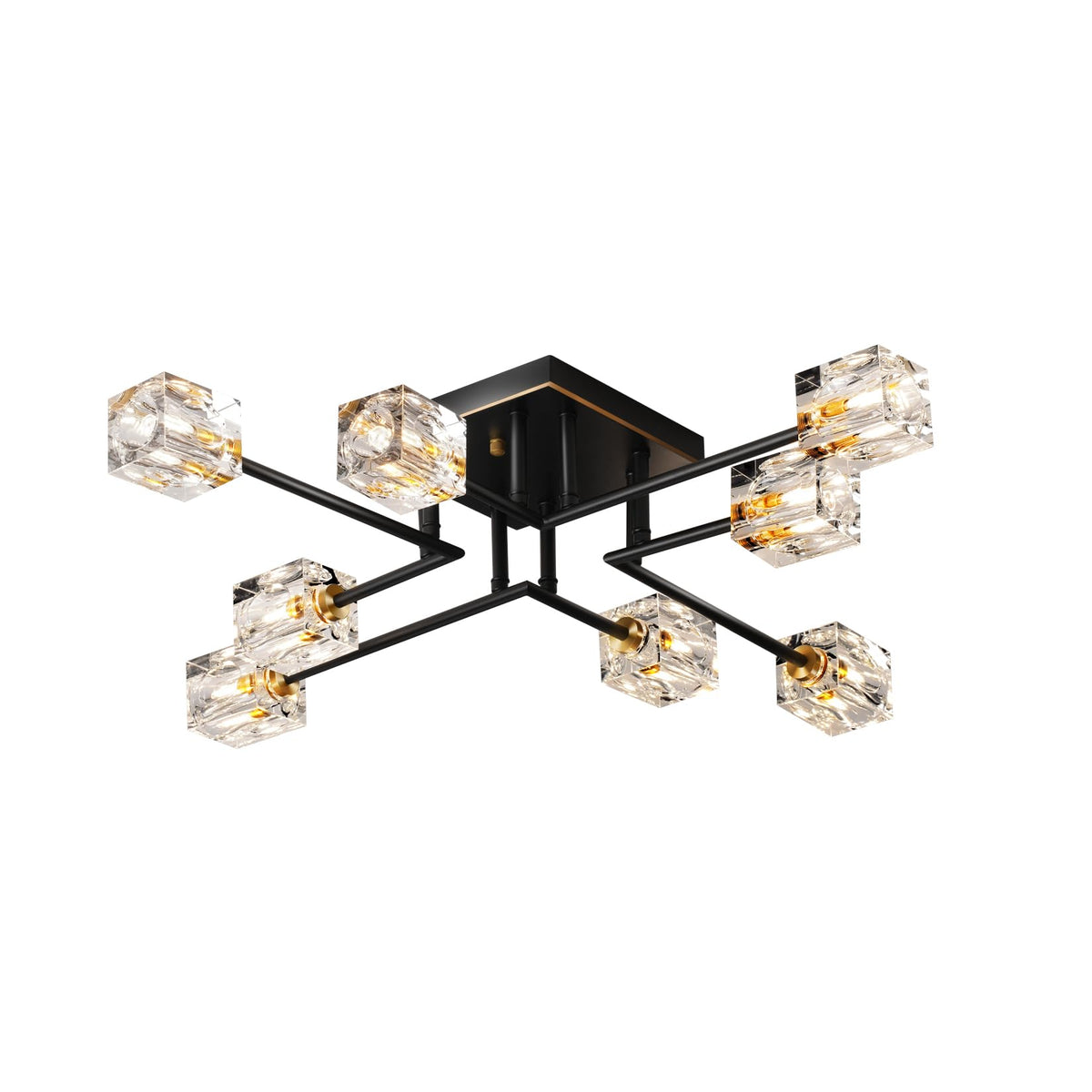 Modern Kistall Semi-Flush Ceiling Light Living Room, 8 Lights, Gold Crystal Chandelier, Semi-Flush Crystal Chandelier, Luxury Ceiling Light for Bedroom, Dining Room