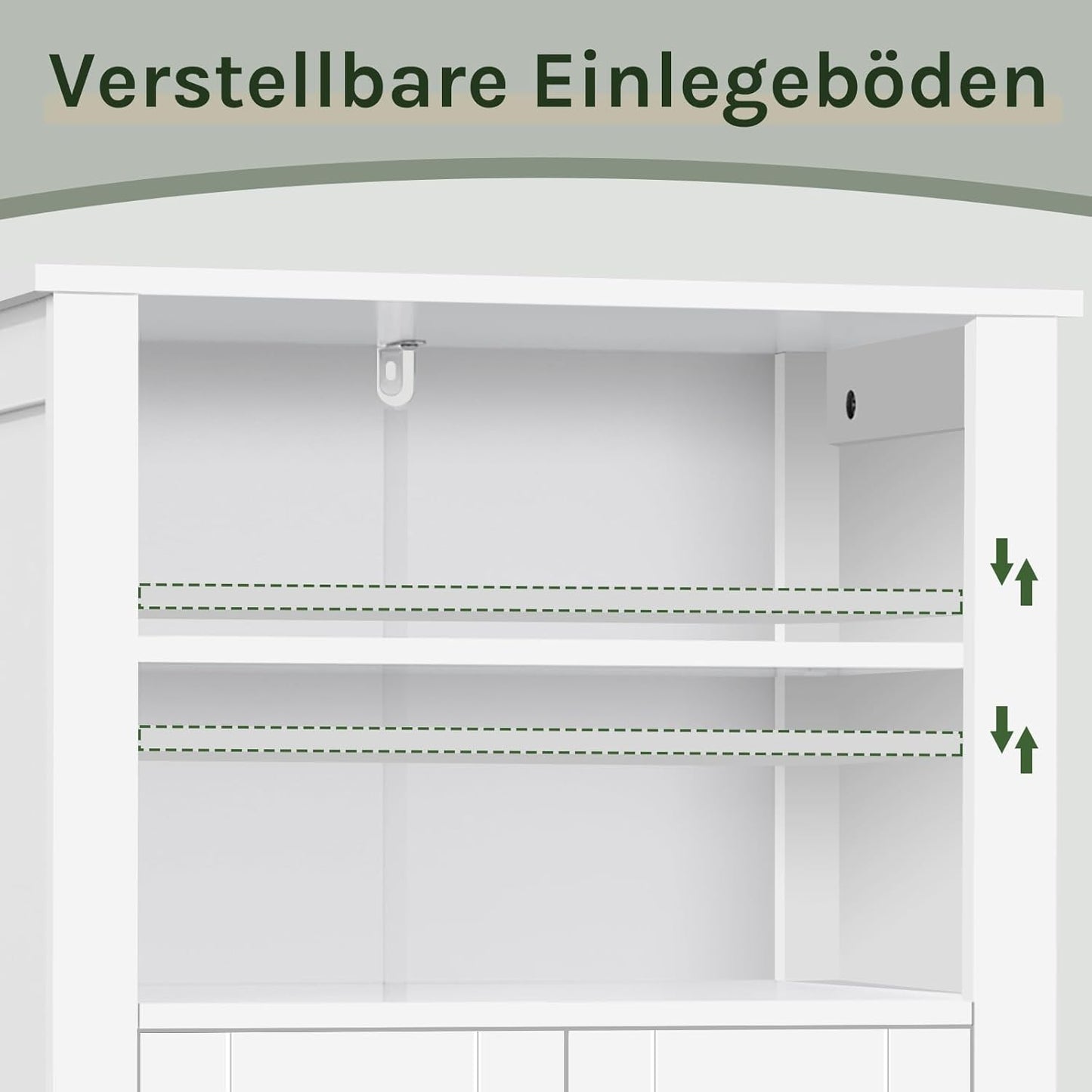 EUGAD Bathroom Cabinet, Kitchen Cabinet, Side Cabinet, Chest of Drawers in Bedroom, Hallway, Made of MDF with Adjustable Shelf, White, 92.5 x 30 x 50 cm