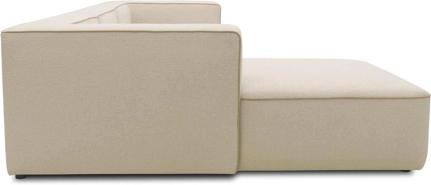 DOMO. collection Adrian Modular Sofa, 3-Seater Made of 2 x Corner Chairs and 1 x Chair, Big Sofa, Module Couch, 3 Upholstery Elements, 3-Seater Couch, 301 x 108 x 69 cm (W x D x H), Cream