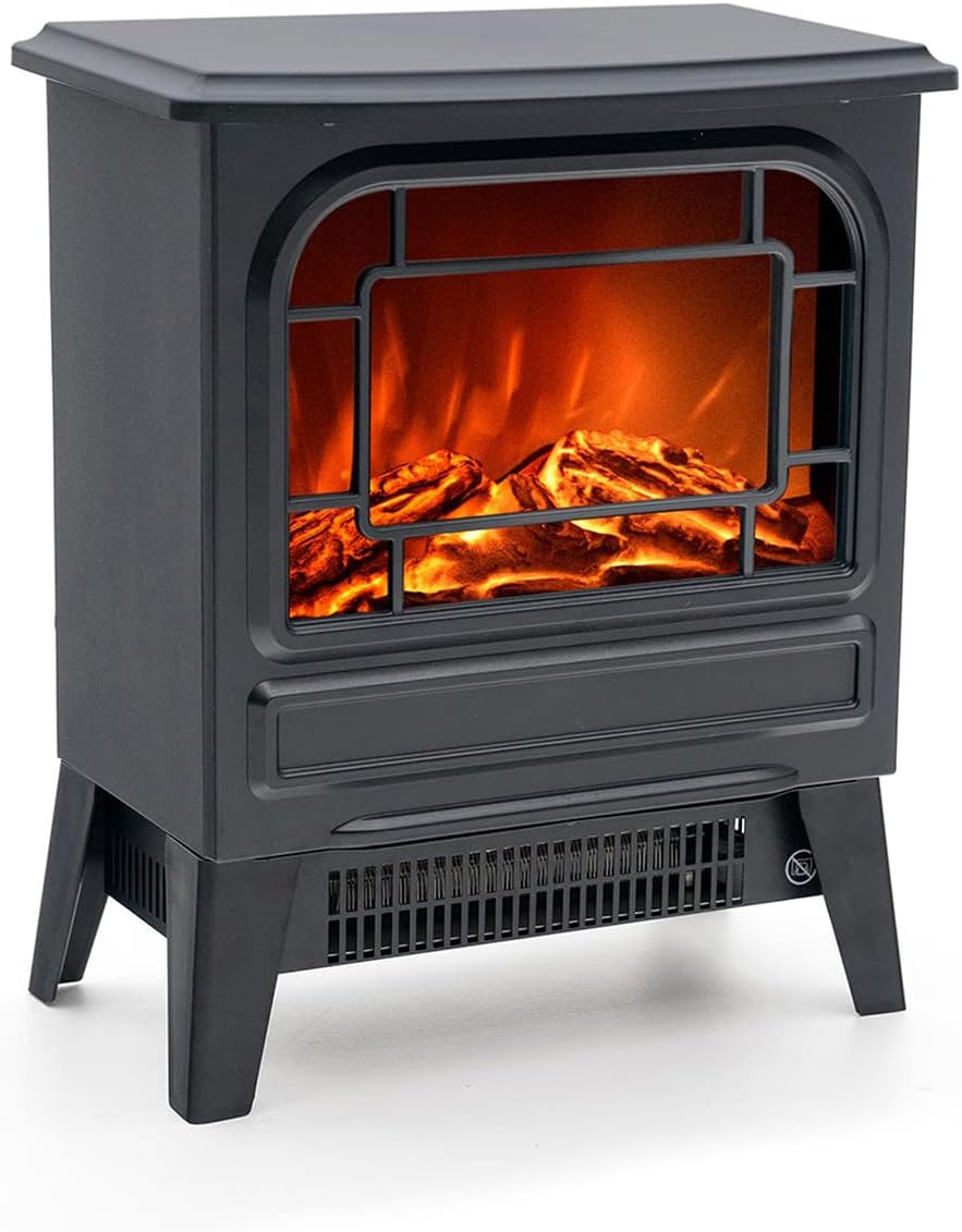 Kekai Nebraska Electric Fireplace 1950W 35 x 21 x 44 cm with Black Fire Simulation