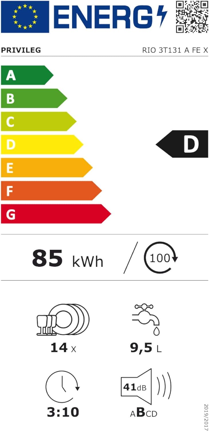 Privileg RIO 3T131 A FE X Fully Integrated Dishwasher 60 cm / 14 Place Settings / Fast & Clean 28 Inch / Auto Door / Push & Go / Option Multizone / Delay Start Time / Full Water Protection [Energy
