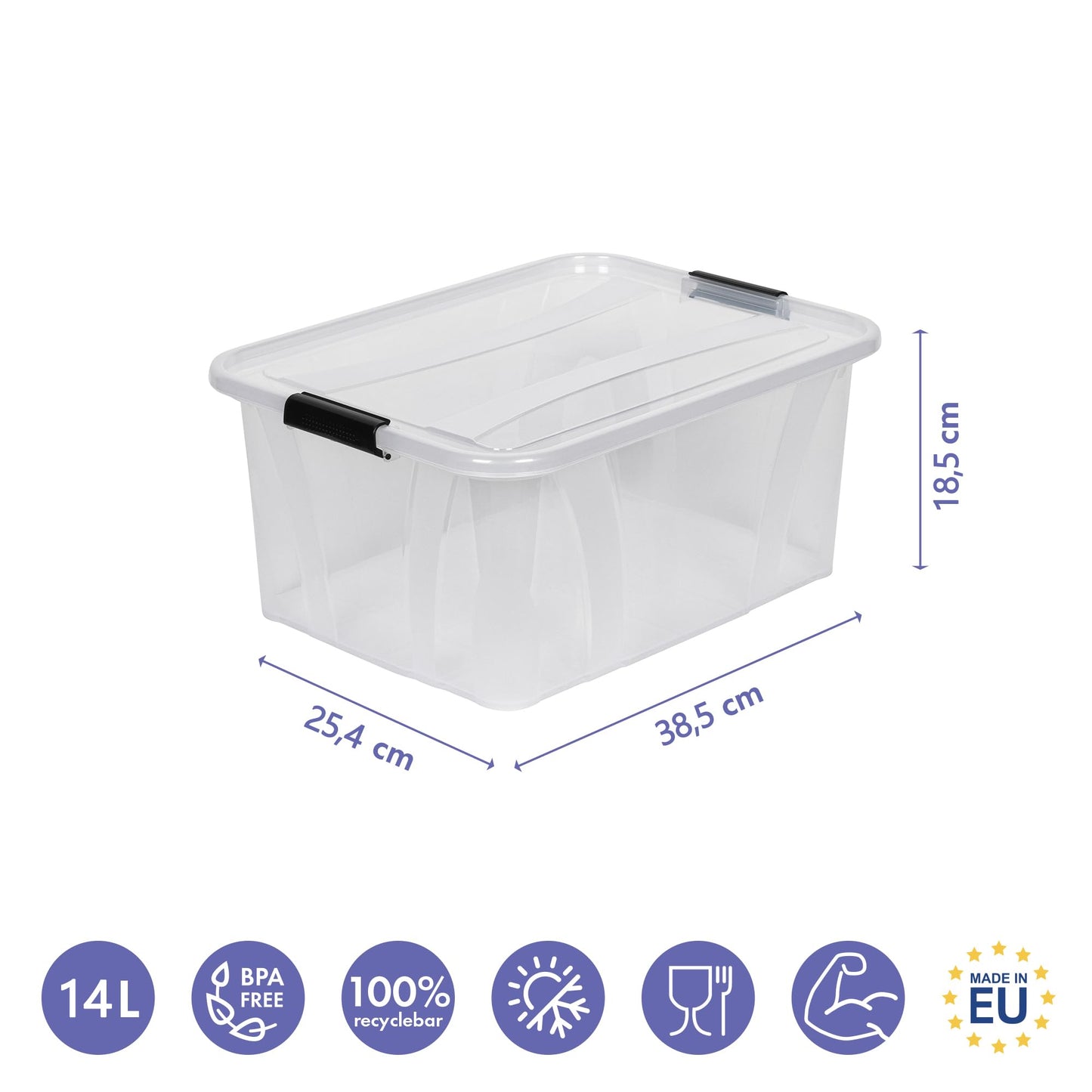 Kreher Master Storage Boxes with Lid in Transparent Design Various Sizes (Selectable) Made of Durable Plastic (80 Litres)