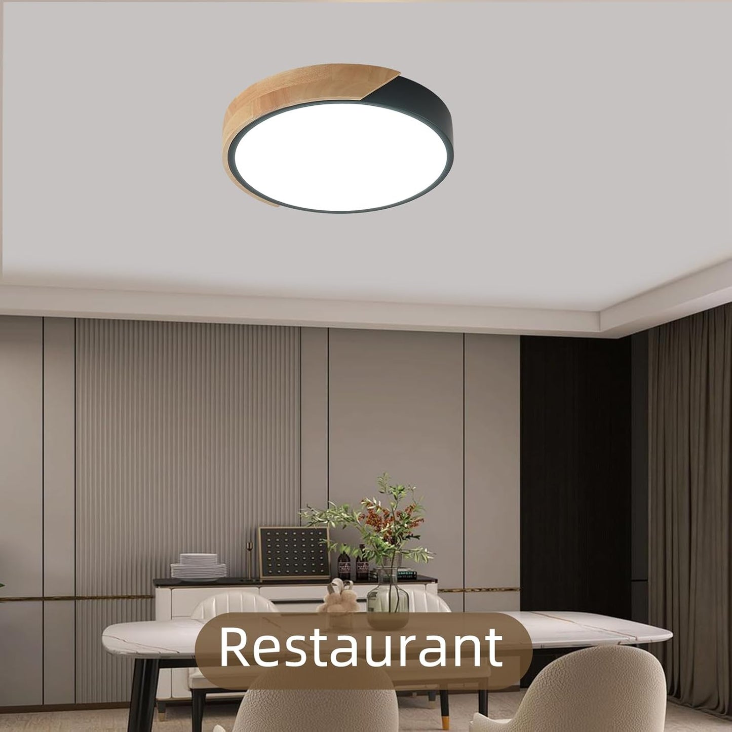 LED Wooden Ceiling Lights, Thin Flat Modern Flush-Mounted Light, Ceiling Lighting Lamps for Dining Room, Hallway, Living Room, Kitchen, Bedroom, 30 cm x 30 cm, 24 W, Warm White, 3000 K