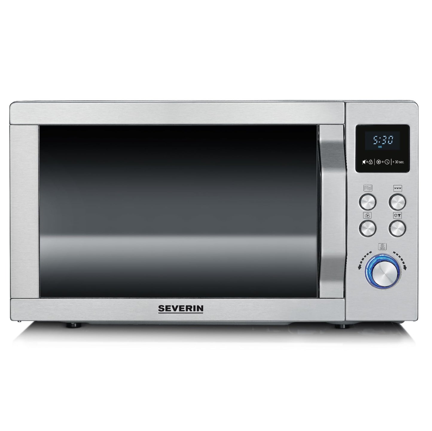 SEVERIN MW 7774 Microwave with Grill and Hot Air Function 3-in-1 for Defrosting, Cooking and Heating, Microwave with Turntable, Brushed Stainless Steel/Silver