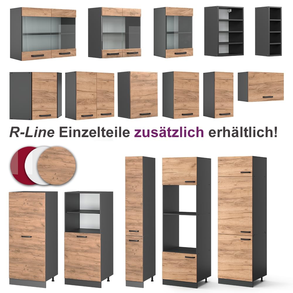 Vicco Rick Corner Kitchen, Anthracite High Gloss/White, 190 x 60 cm, AP Marble