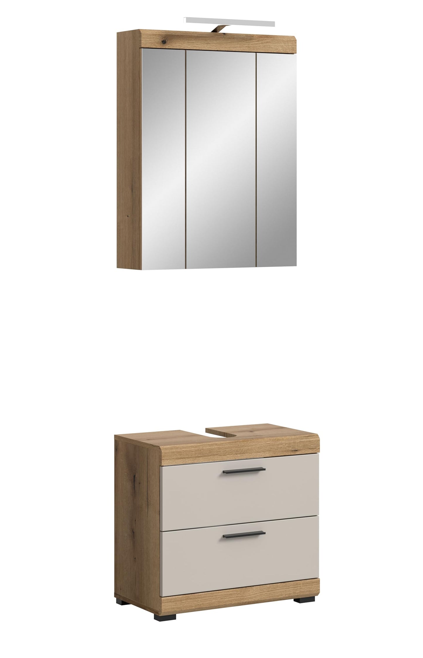 Badezimmer Scout X06B2723 Wall-Mounted Cupboard Wide Cabinet in Front White High Gloss Body Smoke Silver Nb. Approx. 74 x 79 x 24 cm