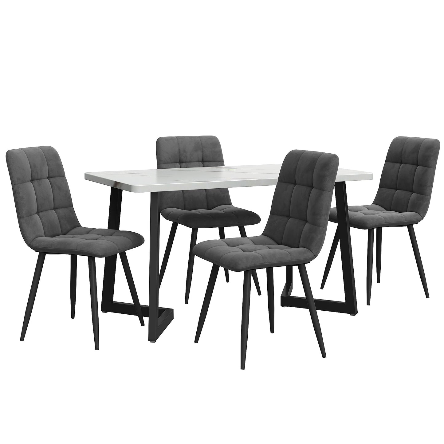 Ymkua Esstisch mit 4 Stühlen Set, 117x68x75 cm Rechteckiger Esstisch, Esszimmergruppe, Moderne Küche Esstisch Set, Esszimmerstuhl Küchenstuhl Set, Küchentisch Set für Wohnzimmer und Küche (Gray)