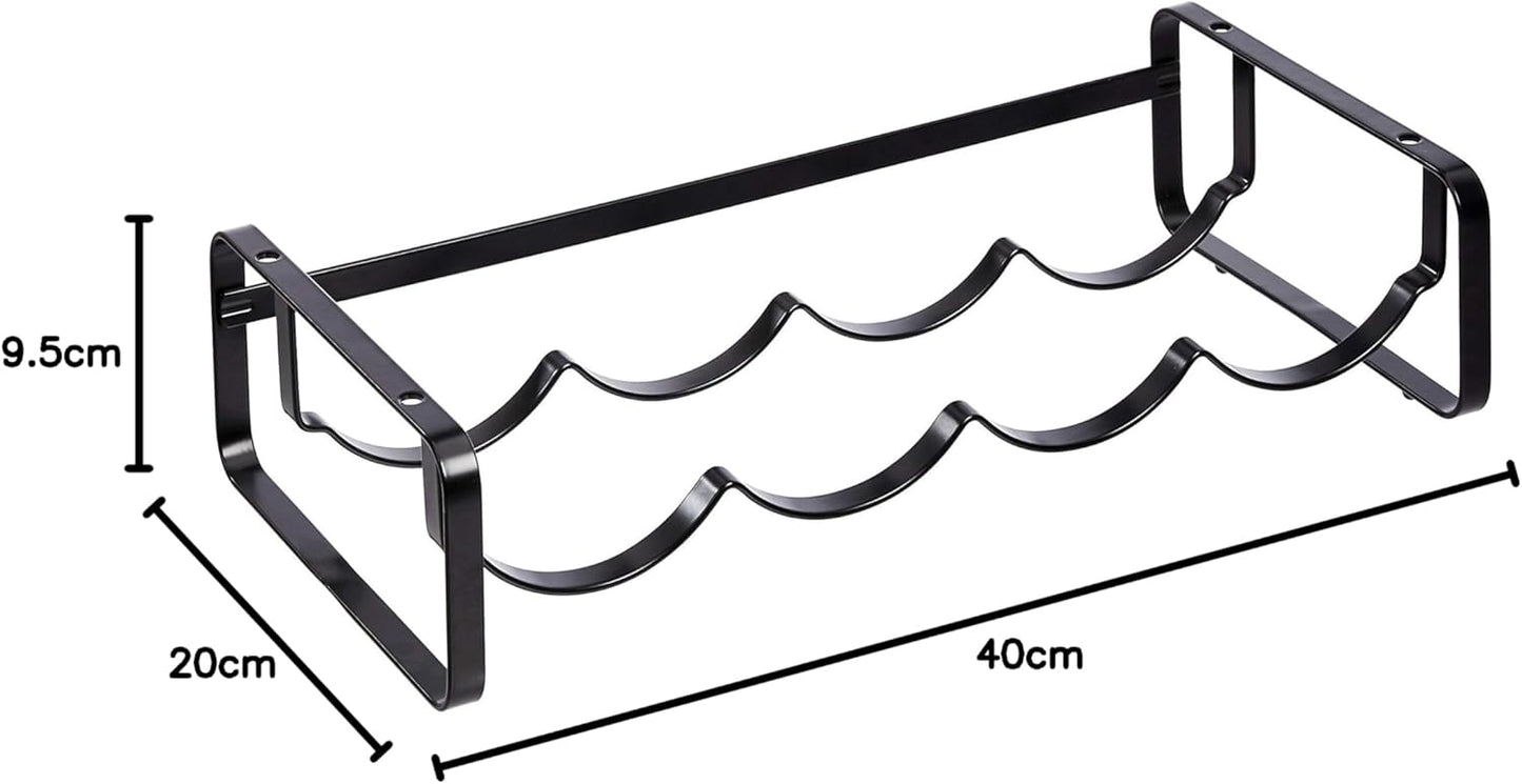 Amazon Basics Wine Rack Stackable Table Rack Black 40.01 x 9.5 x 19.99 cm