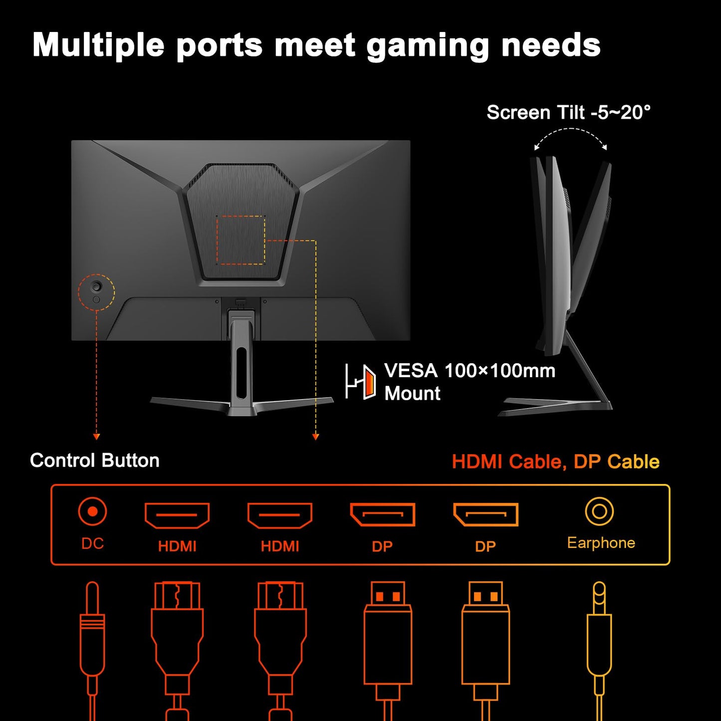 Minifire Curved Monitor 27 Inch 100Hz, PC Screen with Speaker -1500R FHD (1920 x 1080p) VA Panel, MPRT 1ms, sRGB110%, Less Blue Light, HDMI 1.4, Type-C 2.5W, Supports VESA - Black