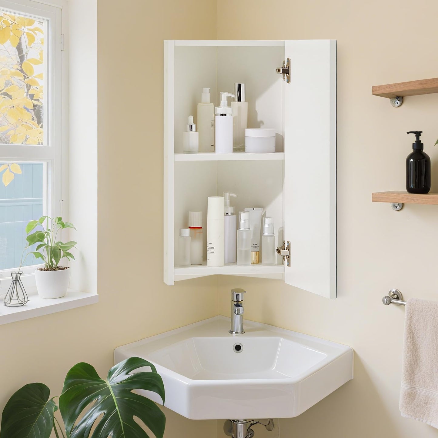 TUKAILAI Mirror Cabinet Bathroom Cabinet with 2 Toy Doors and Additional Shelf Storage Cabinet with Adjustable Shelves Wall Cabinet Medicine Cabinet Wall Cabinet for Bathroom White