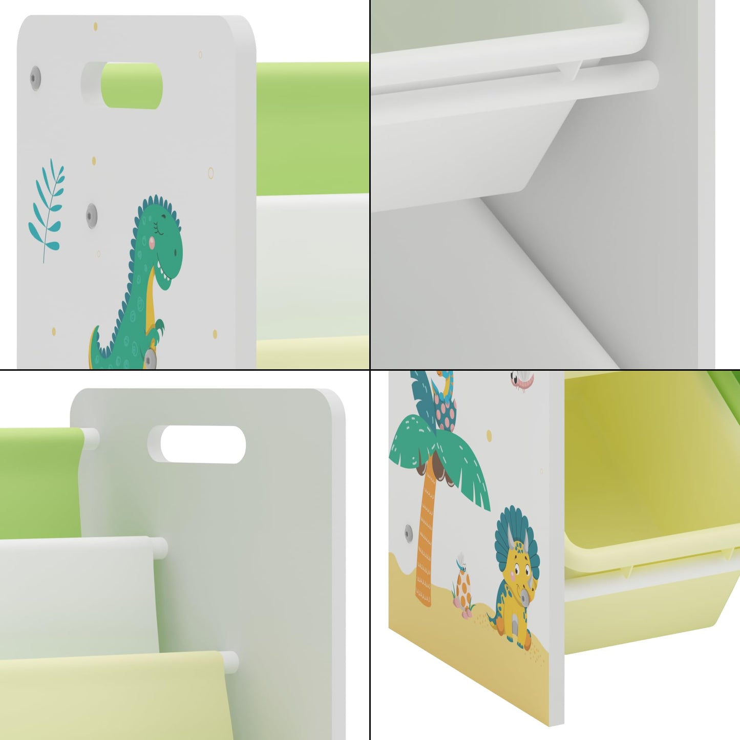 [en.casa] Kinderregal Rødøy Bücherregal für Kinder mit 6 Kisten Spielzeugregal 78 x 86 x 27 cm Spielzeug Aufbewahrung Koala Motiv