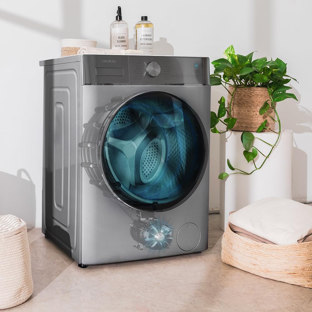 Cecotec Frontlader-Waschmaschine 10 kg Bolero DressCode 10800 Inverter Steel A, 1400 U/min, 16 Prog, Energieeffizienzklasse A, Inverter Plus Motor, SteamMax, Intelligentes Waschen und Ladungsdetektor