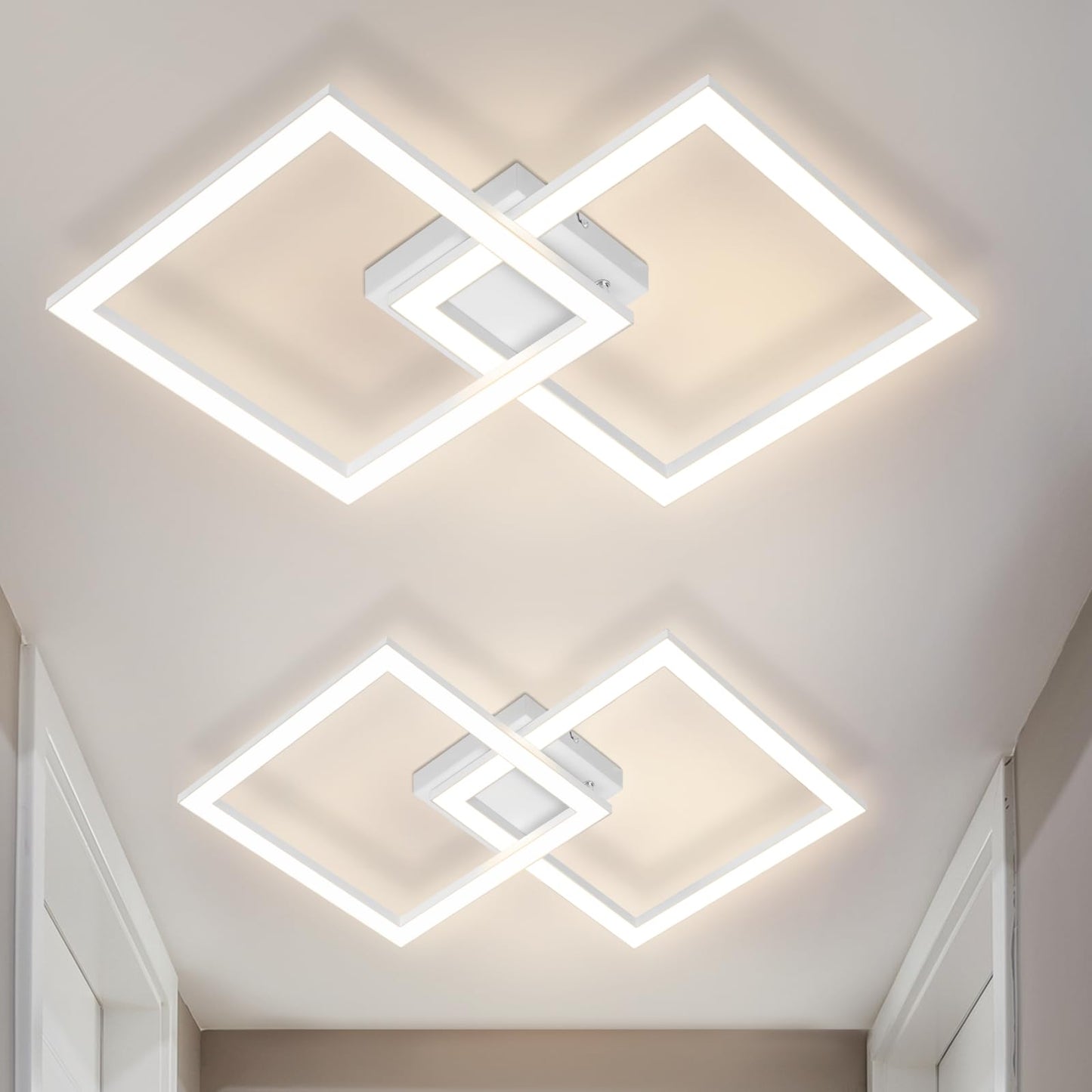 Homefire LED Ceiling Light, Kitchen, 24 W, Kitchen Lamp, Black, Living Room Lamp, Modern Design, Hallway Lamp, Warm White, Hallway, Bedroom Lamp, Square, for Living Room, Bedroom
